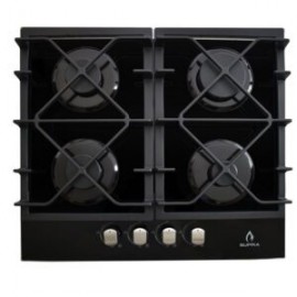 Parrilla de gas 4Q-TG-60 empotrable de 4 quemadores de cristal templado color negro