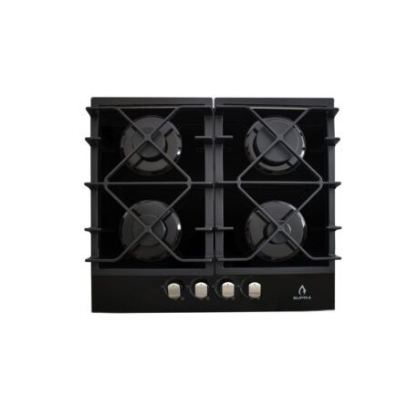 Parrilla de gas 4Q-TG-60 empotrable de 4 quemadores de cristal templado color negro