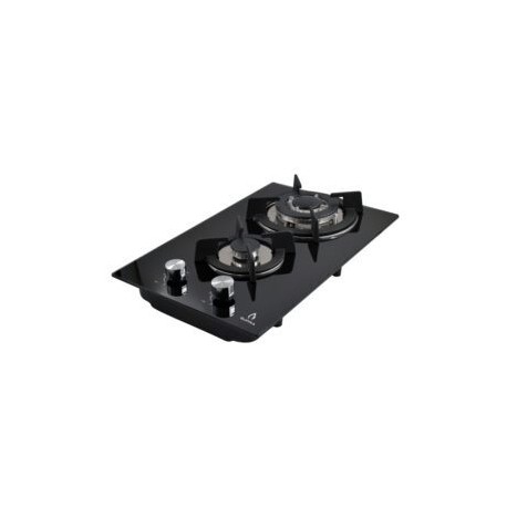 Parrilla de gas DOMINO GLASS empotrable de 2 quemadores de cristal templado