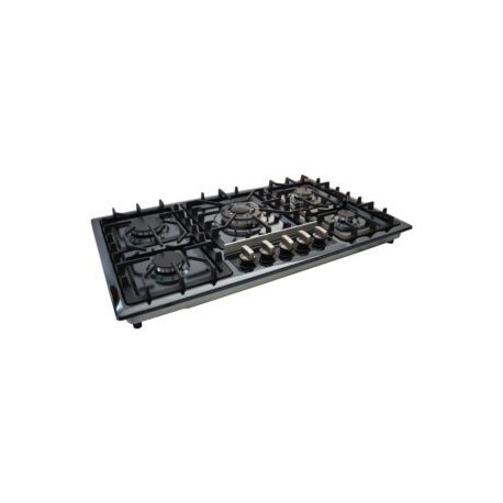 Parrilla de gas 5Q-EB-87 empotrable de 5 quemadores de acero inoxidable negro