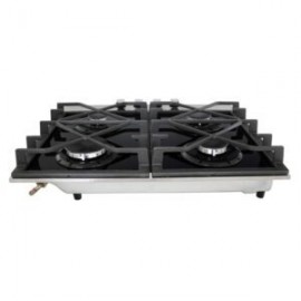 Parrilla de gas 4Q-TD-60 empotrable de 4 quemadores de acero inoxidable y cristal templado