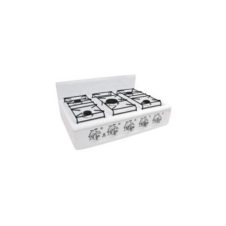 Parrilla de gas 5Q-B de sobreponer de 5 quemadores color blanco