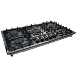 Parrilla de gas 5Q-EB-87 empotrable de 5 quemadores de acero inoxidable negro