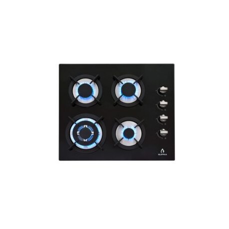 Parrilla de gas 4Q-EC-N empotrable con 4 quemadores de cristal templado negro