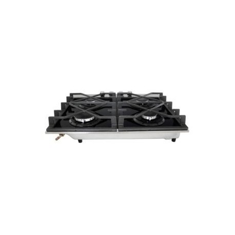 Parrilla de gas 4Q-TD-60 empotrable de 4 quemadores de acero inoxidable y cristal templado
