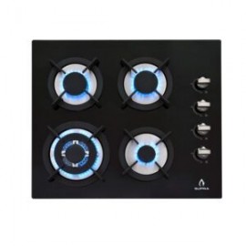 Parrilla de gas 4Q-EC-N empotrable con 4 quemadores de cristal templado negro