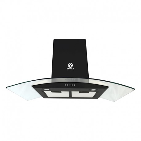 Combo SUPRA CASTELLUCIO campana para pared CC-90-BLACK y Parrilla DIAMOND GLASS