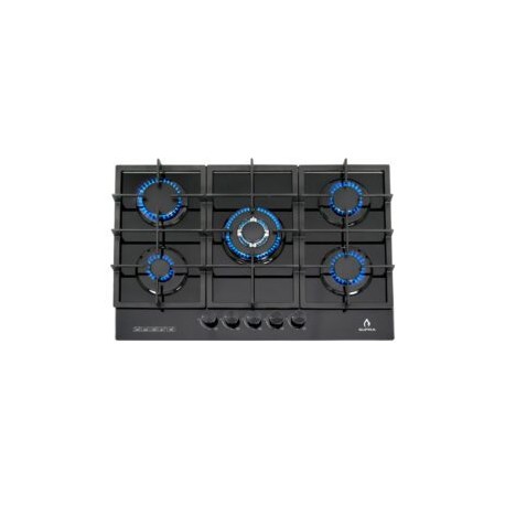 Parrilla de gas 5Q-PG-76 empotrable con 5 quemadores de cristal templado negro