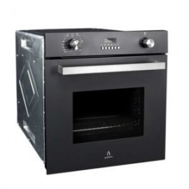 Horno de gas BLACK VORTEX empotrable en acero color negro mate y puerta de cristal