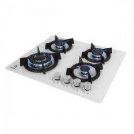 Parrilla de gas 4Q-EC-B empotrable con 4 quemadores de cristal templado color blanco