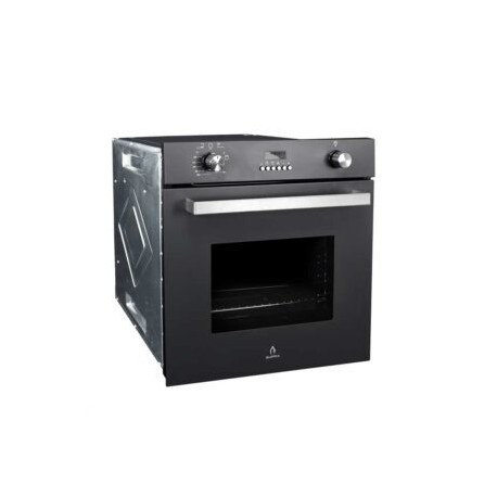 Horno de gas BLACK VORTEX empotrable en acero color negro mate y puerta de cristal