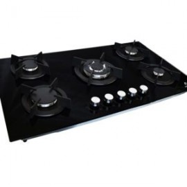 Parrilla de gas ONIX 90 empotrable con 5 quemadores de cristal templado negro