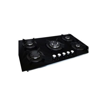 Parrilla de gas ONIX 90 empotrable con 5 quemadores de cristal templado negro