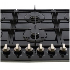 Parrilla de gas DIAMOND GLASS empotrable de 6 quemadores de cristal templado color negro