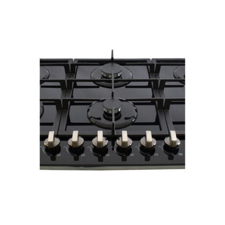 Parrilla de gas DIAMOND GLASS empotrable de 6 quemadores de cristal templado color negro