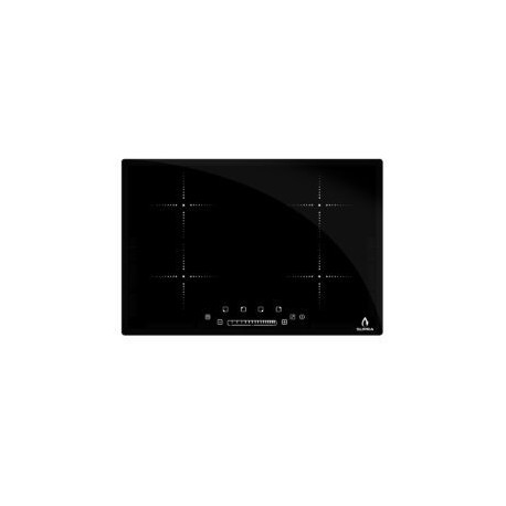 Parrilla de inducción INDUZIONE empotrable con 4 quemadores de cristal templado color negro