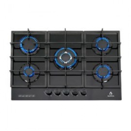 Parrilla de gas 5Q-PG-76 empotrable con 5 quemadores de cristal templado negro
